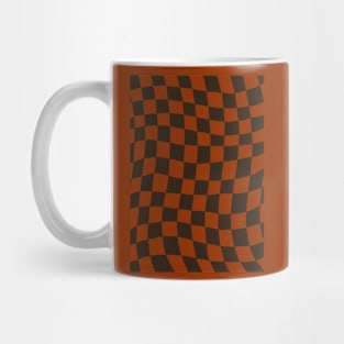 Brown and Orange Distorted Warped Checkerboard Pattern I Mug